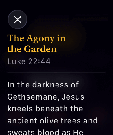 Watch screen showing scripture passage for meditation